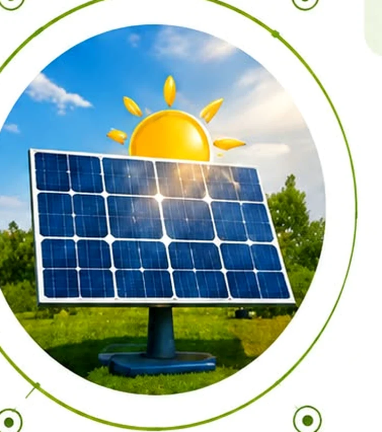 Solar photovoltaic panels at sunrise