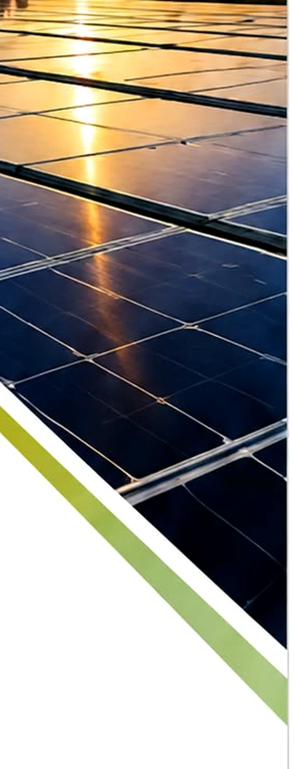 Expansive photovoltaic solar array in a city setting